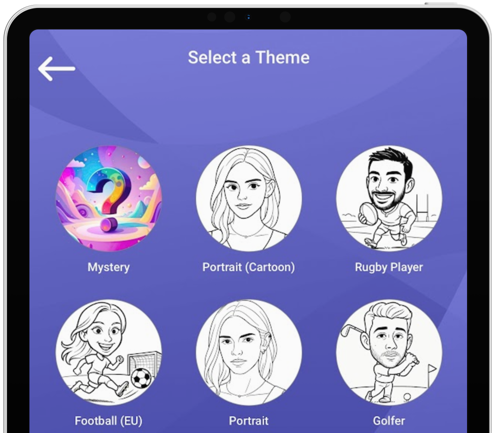 ipad choose theme caricatrure Drawing robot rental NKY, Kentucky