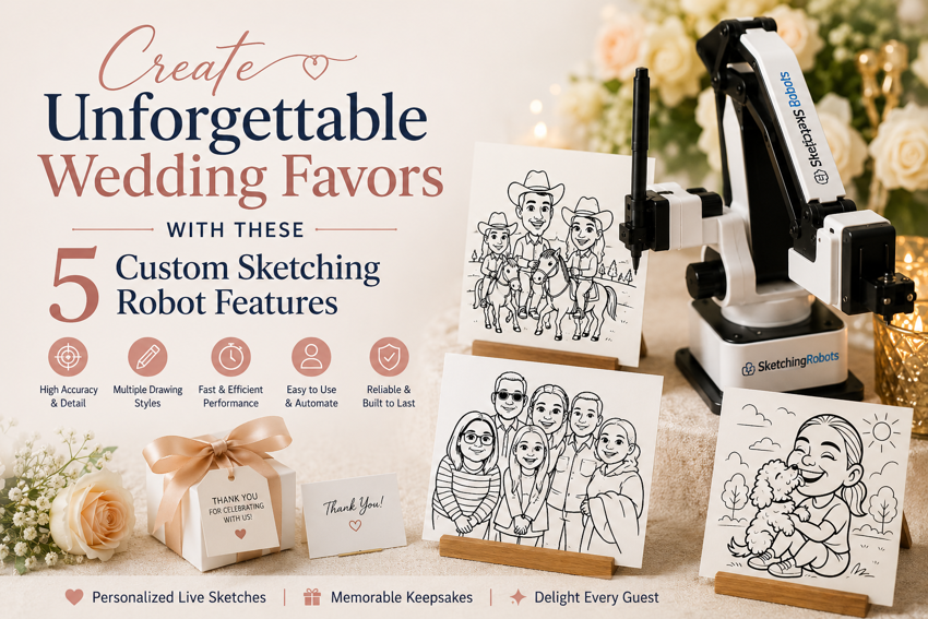 Create Unforgettable Wedding Favors with These 5 Custom Sketching Robot Features Create Unforgettable Wedding Favors with These 5 Custom Sketching Robot Features