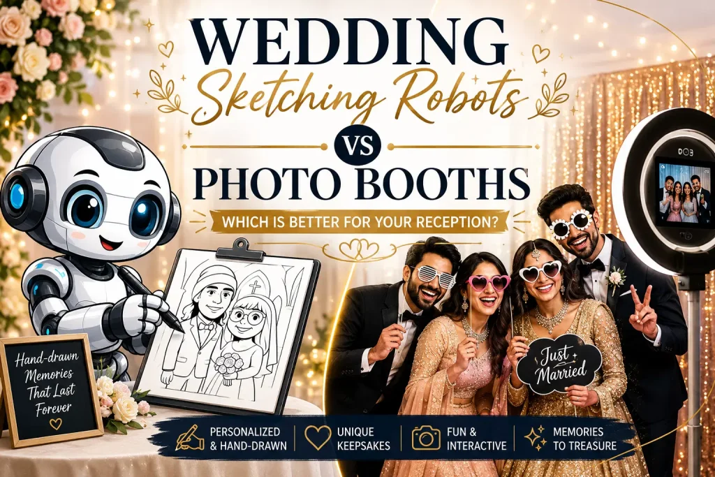 Wedding Sketch Robots Vs Photo Booths: Which Is Better For Your Reception? Wedding Sketch Robots Vs Photo Booths: Which Is Better For Your Reception?